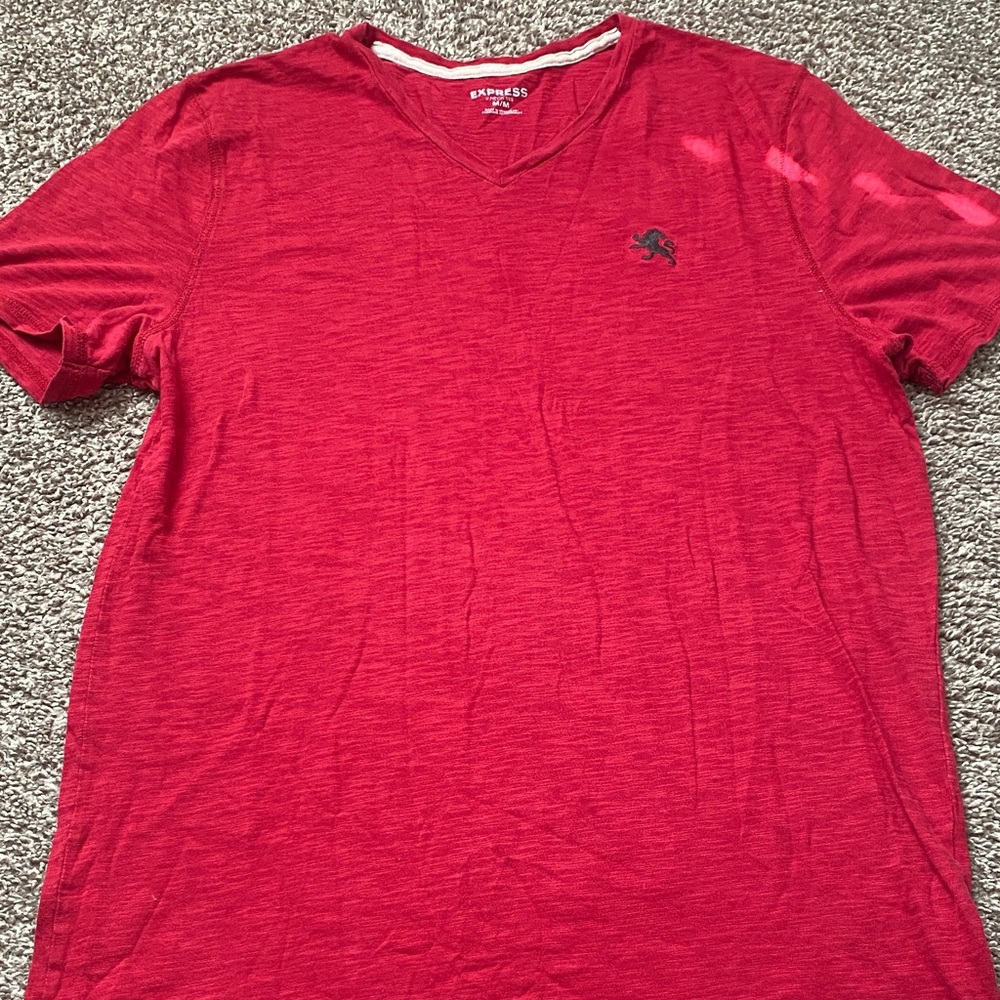 Express Red V-Neck Men's Tee